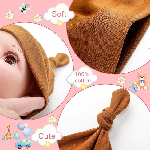 Toulite 10 Set Unisex Baby Hats Mittens and Socks Soft Newborn Knot Beanie Cute No Scratch Mitten Ankle Non Slip Sock for Boys Girls Infant Preemie Hospital, 0-6 Months in Kuwait