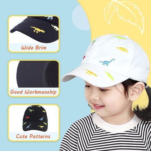 BAVST Boy Baseball Cap for Baby Toddler Girls Summer Cap Sun Protection Dinosaur Kids Trucker Hats for 1-3Years Old in Kuwait