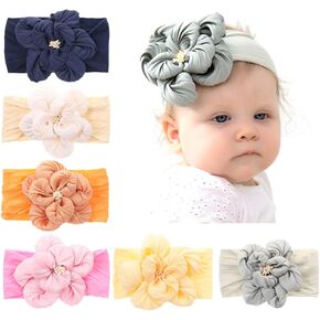 JIAHANG Baby Girls Top Flower Headwrap Stretchy Silky Headbands Set 6Pcs for Infant Toddlers (Chiffon Flower 6pcs) in Kuwait