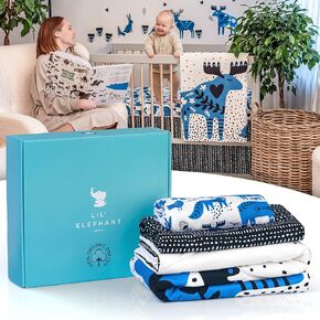 Woodland Crib Bedding Set for Girls & Boys – Breathable, Durable, 100% Pure Cotton Animal Bedding Crib Sheet Set – Crib Sheet, Crib Skirt & Crib Comforter (White) in Saudi Arabia