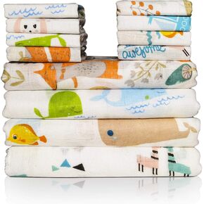 Receiving Blanket for Baby – 4 Pack – 30 inch x 30 inch – 100% Flannel Cotton - Mixed Patterned Designs – Includes Infant Washcloth 30 Pack in Saudi Arabia