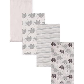 Buttons and Stitches Cudlie 4 Pack Receiving Blankets, Soft Receiving Blankets for Baby Boy and Baby Girl