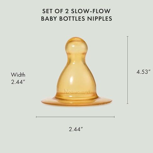 Natursutten Replacement Fast-Flow Bottle Nipples for Glass Baby Bottles - Eco-Friendly, BPA-Free Natural Rubber Nipples for Natursutten Baby Bottles - Made in Italy - 2 Pack in Kuwait