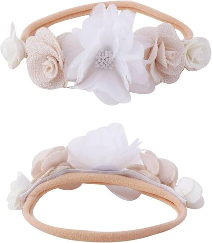 6PCS Baby Girls Headbands Flower Hairbands Nylon Elastic Head bands Newborn Hair Bows Hair Accessories Gifts for Infant Toddlers in Saudi Arabia
