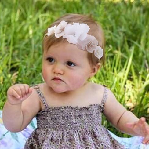 6PCS Baby Girls Headbands Flower Hairbands Nylon Elastic Head bands Newborn Hair Bows Hair Accessories Gifts for Infant Toddlers in Saudi Arabia
