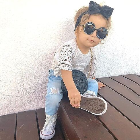 Baby Girl Clothes Set Lace Ruffle Romper Flare Denim Jean Pants and Headband 3Pcs Set Newborn Infant Outfits Set in Saudi Arabia