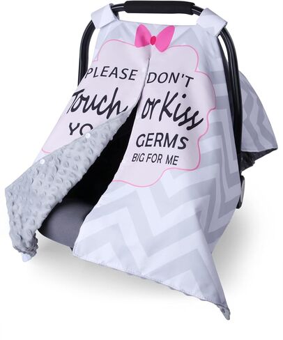 Metplus Minky Baby Car Seat Cover with Peekaboo Opening, No Touch Sign | Warm Carseat Canopy, Fits Stroller & Carrier, Windproof Travel Gear for Autumn/Winter, Baby Shower Gift (Grey Stripes) in Saudi Arabia