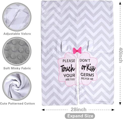 Metplus Minky Baby Car Seat Cover with Peekaboo Opening, No Touch Sign | Warm Carseat Canopy, Fits Stroller & Carrier, Windproof Travel Gear for Autumn/Winter, Baby Shower Gift (Grey Stripes) in Saudi Arabia