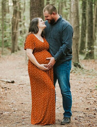 Peauty Maternity Dresses with Decorative Button | Fall Maternity Dresses for Photoshoot, Baby Shower Dress in Saudi Arabia