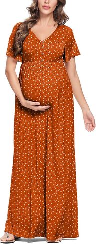 Peauty Maternity Dresses with Decorative Button | Fall Maternity Dresses for Photoshoot, Baby Shower Dress in Saudi Arabia