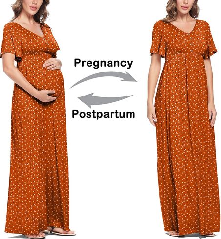 Peauty Maternity Dresses with Decorative Button | Fall Maternity Dresses for Photoshoot, Baby Shower Dress in Saudi Arabia
