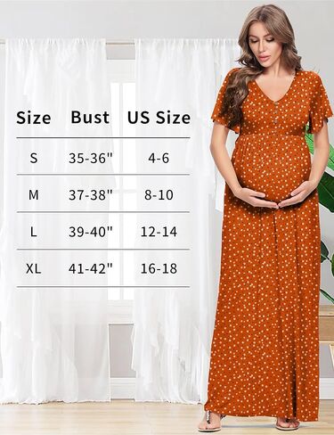 Peauty Maternity Dresses with Decorative Button | Fall Maternity Dresses for Photoshoot, Baby Shower Dress in Saudi Arabia