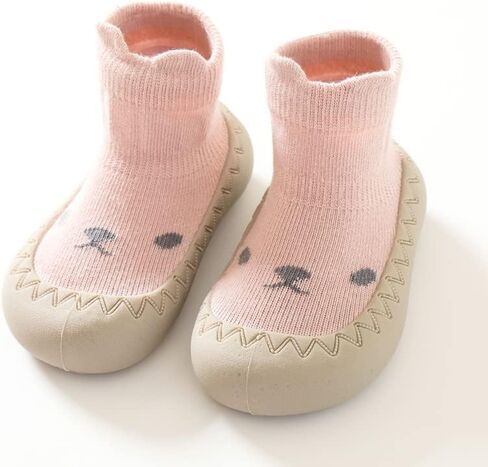 Toddler 2 Pairs Anti-Skid Socks Shoes Baby Boys Girls Rubber Sole Indoor First Walking Slippers in Kuwait