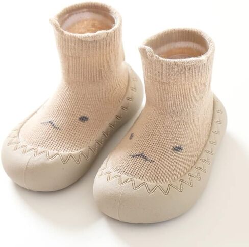 Toddler 2 Pairs Anti-Skid Socks Shoes Baby Boys Girls Rubber Sole Indoor First Walking Slippers in Kuwait