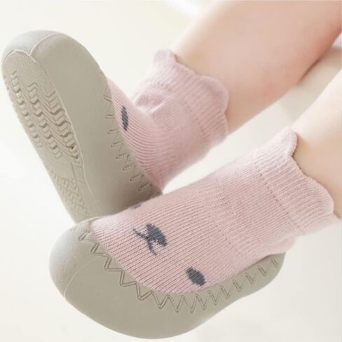 Toddler 2 Pairs Anti-Skid Socks Shoes Baby Boys Girls Rubber Sole Indoor First Walking Slippers in Kuwait