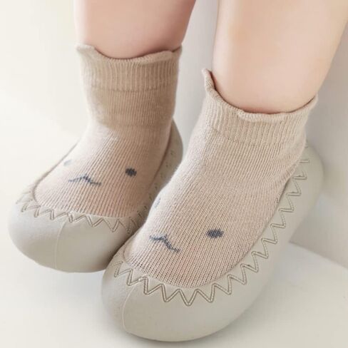 Toddler 2 Pairs Anti-Skid Socks Shoes Baby Boys Girls Rubber Sole Indoor First Walking Slippers in Kuwait