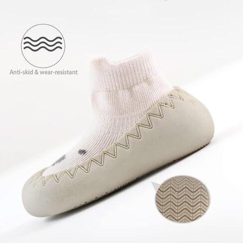 Toddler 2 Pairs Anti-Skid Socks Shoes Baby Boys Girls Rubber Sole Indoor First Walking Slippers in Kuwait