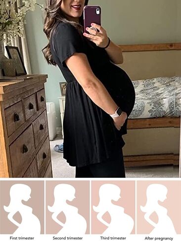 Jezero Women's Maternity Tops Short & Long Sleeve Side Ruching Round Neck Shirts… in Saudi Arabia