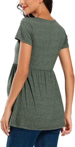 Jezero Women's Maternity Tops Short & Long Sleeve Side Ruching Round Neck Shirts… in Saudi Arabia