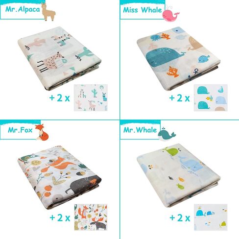 Receiving Blanket for Baby – 4 Pack – 30 inch x 30 inch – 100% Flannel Cotton - Mixed Patterned Designs – Includes Infant Washcloth 30 Pack in Saudi Arabia