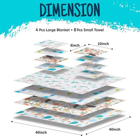 Receiving Blanket for Baby – 4 Pack – 30 inch x 30 inch – 100% Flannel Cotton - Mixed Patterned Designs – Includes Infant Washcloth 30 Pack in Saudi Arabia