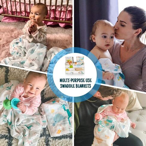Receiving Blanket for Baby – 4 Pack – 30 inch x 30 inch – 100% Flannel Cotton - Mixed Patterned Designs – Includes Infant Washcloth 30 Pack in Saudi Arabia
