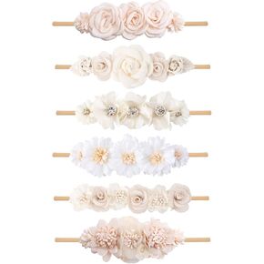 OOSAKU Baby Girl Flower Headbands Set Elastic Floral Headbands 6pcs Soft Nylon Hair Band for Newborn Toddler Hair Accessories in Saudi Arabia