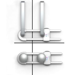 Baby Proofing Cabinet Locks | Adjustable U Shaped Baby Safety Latches for Drawers, Fridge, Closet |Modern Baby Proofing Cabinet Lock with Extra Secure Lock Buttons (Pack of 2, White)