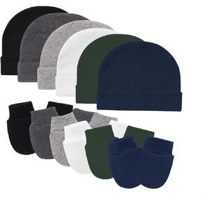 Baby Hats with Scratch Mittens Set Boys Girls Cute Infant Beanie Caps Unisex Newborn Hospital Hats for Baby in Saudi Arabia