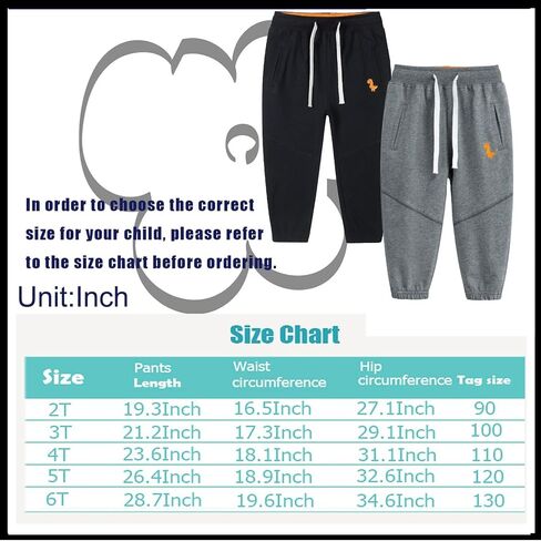 Baby Boy's 2-Pack Pants, Toddler Cotton Pull on Jogger, Kids Dinosaur Drawstring Elastic Sweatpants in Saudi Arabia