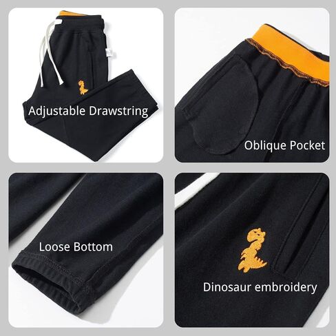 Baby Boy's 2-Pack Pants, Toddler Cotton Pull on Jogger, Kids Dinosaur Drawstring Elastic Sweatpants in Saudi Arabia
