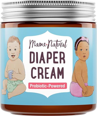 كريم ماما الطبيعي لطفح الحفاضات للأطفال (4 أونصة) - معزز بالبروبيوتيك مع آذريون عضوي 100% وزيت جوز الهند والزنك | مرهم علاجي وكريم معالجة طفح الحفاضات الشديد لمؤخرة الطفل in Kuwait