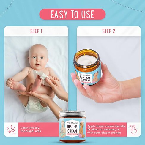 كريم ماما الطبيعي لطفح الحفاضات للأطفال (4 أونصة) - معزز بالبروبيوتيك مع آذريون عضوي 100% وزيت جوز الهند والزنك | مرهم علاجي وكريم معالجة طفح الحفاضات الشديد لمؤخرة الطفل in Kuwait