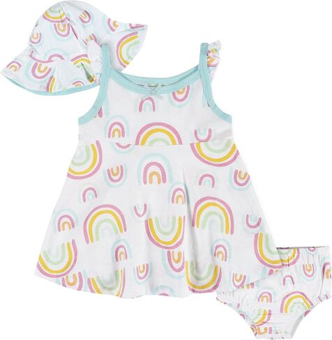 Gerber baby-girls 3-piece Sundress, Diaper Cover and Hat Set in Kuwait