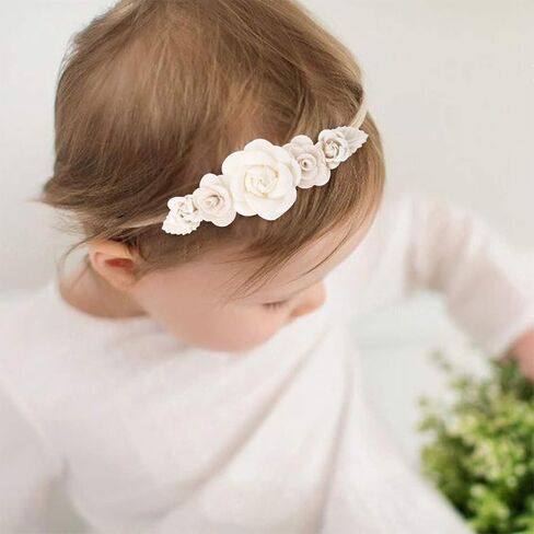 OOSAKU Baby Girl Flower Headbands Set Elastic Floral Headbands 6pcs Soft Nylon Hair Band for Newborn Toddler Hair Accessories in Saudi Arabia