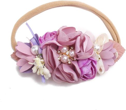 Baby Girl Bows Floral Headbands Set - 3pcs Flower Crown Elastic Hairband Newborn Toddler Hair Accessories Gifts for Girls （1-6 years old） in Kuwait