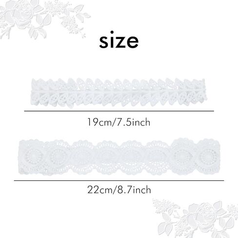Cinaci 8 Pack Gold Delicate Flower Butterfly Leaf Stretchy Lace Headbands Baby Baptism Shower Christening Photo Props Hair Accessories for Baby Girls Infants Toddlers Kids (Gold-8 Pack) in Saudi Arabia