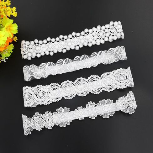 Cinaci 8 Pack Gold Delicate Flower Butterfly Leaf Stretchy Lace Headbands Baby Baptism Shower Christening Photo Props Hair Accessories for Baby Girls Infants Toddlers Kids (Gold-8 Pack) in Saudi Arabia