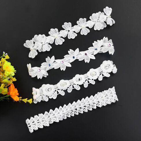 Cinaci 8 Pack Gold Delicate Flower Butterfly Leaf Stretchy Lace Headbands Baby Baptism Shower Christening Photo Props Hair Accessories for Baby Girls Infants Toddlers Kids (Gold-8 Pack) in Saudi Arabia