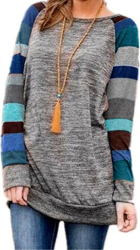 HARHAY 2023 Women's Cotton Knitted Long Sleeve Lightweight Tunic Sweatshirt Tops in Kuwait