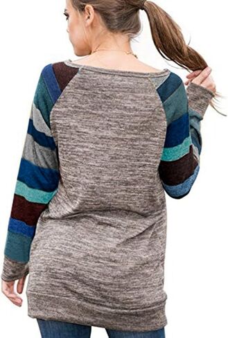 HARHAY 2023 Women's Cotton Knitted Long Sleeve Lightweight Tunic Sweatshirt Tops in Kuwait