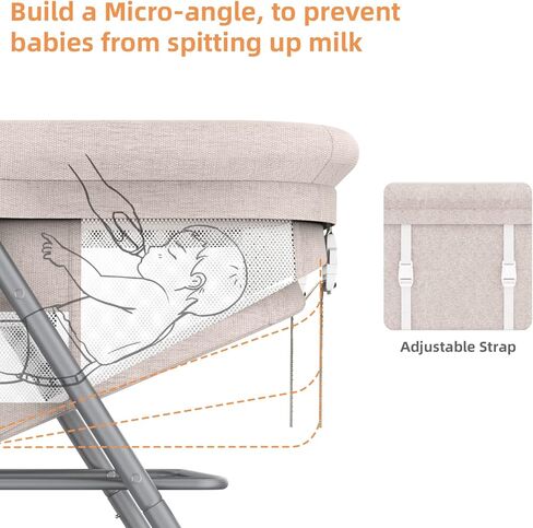 67i Baby Bassinet Portable Folding Rocking Bedside Bassinet Crib for Baby Bassinets Bedside Sleeper on Wheels with Mosquito Nets Newborn Infant Toddler Bassinet with Storage Basket (Deep Khaki) in Kuwait