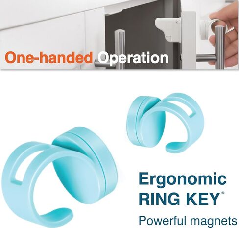 RovingCove Ergonomic Magnetic Cabinet Baby Locks 12-pk, Child Proof Drawer Cupboard Latches, 3M Adhesive, Easy Install with Starter Tape System, 12 Locks 2 Ring Keys in Saudi Arabia