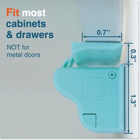 RovingCove Ergonomic Magnetic Cabinet Baby Locks 12-pk, Child Proof Drawer Cupboard Latches, 3M Adhesive, Easy Install with Starter Tape System, 12 Locks 2 Ring Keys in Saudi Arabia