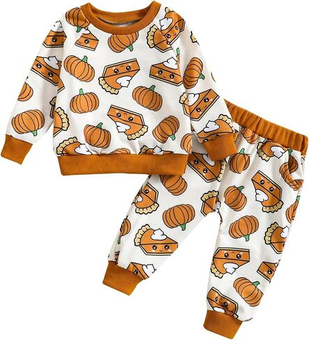 Toddler Baby Girl Halloween Clothes Pumpkin Outfits Set Pullover Sweatshirt Tops+Flare Pants Fall Winter Baby Clothes in Saudi Arabia