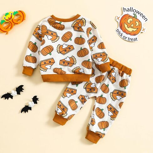 Toddler Baby Girl Halloween Clothes Pumpkin Outfits Set Pullover Sweatshirt Tops+Flare Pants Fall Winter Baby Clothes in Saudi Arabia