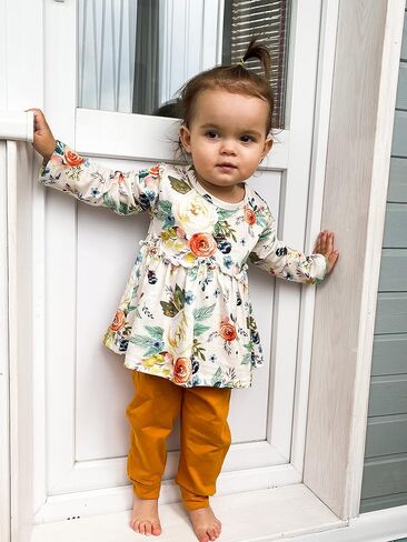 3PCS Baby Girl Clothes Ruffle Floral Shirt Tops Pants Headband Outfit Sets in Saudi Arabia