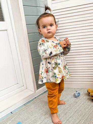 3PCS Baby Girl Clothes Ruffle Floral Shirt Tops Pants Headband Outfit Sets in Saudi Arabia