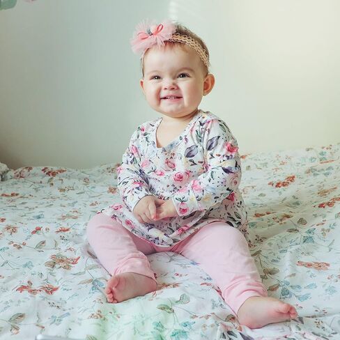 3PCS Baby Girl Clothes Ruffle Floral Shirt Tops Pants Headband Outfit Sets in Saudi Arabia