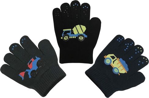 N'Ice Caps Kids Magic Stretch Gloves Mitten 3 Pairs Toddler Winter | Stretchy 5% Elastic Material for Boys and Girls Easy-On Fit, 95% Acrylic Fabric Provides Warmth in Cold Weather and Snow-Play in Saudi Arabia